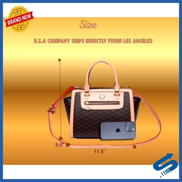 MAWCLOS Women Genuine Leather Satchel Bag, Structured Top Handle Crossbody Purse